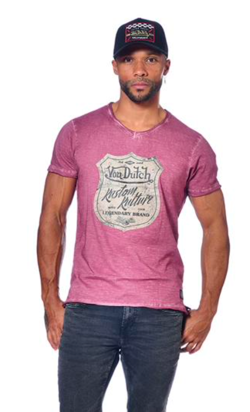 VONDUTCH TEE SHIRT MC REGULAR FIT EM V PRINT FRENTE