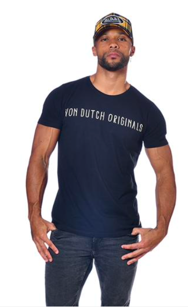 VON DUTCH TEE SHIRT MC ADJUSTED FIT EM V PRINT FRENTE E COSTAS