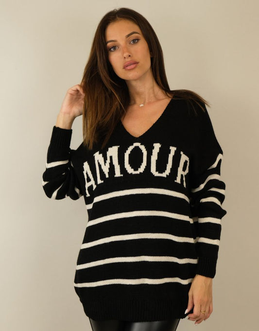 Camisola oversize AMOUR cor preta